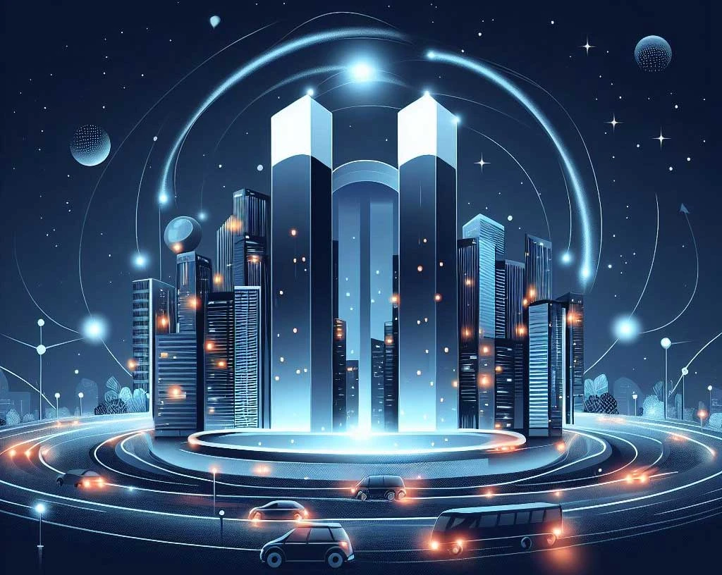 Magnetic fields over a city skyline