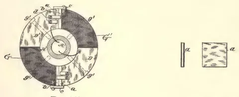1894 engraving, figs. 248, 249 and 250, printed p. 435: A segmented commutator disc in quadrant shading, with two small detail blocks